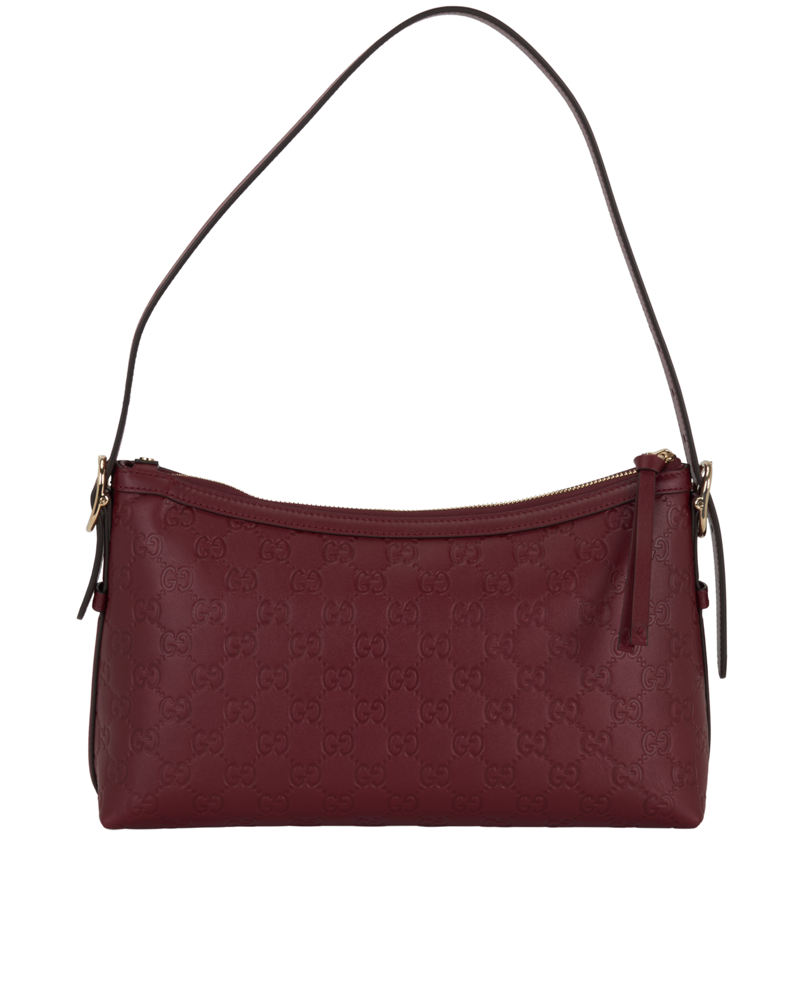 Medium Emblem Shoulder Bag, &pound;900, Handbags, Burgundy, Leather, Back view